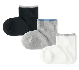 Muji Kids' short socks with right angles (patterned, set of 3, size 15 - 19cm)