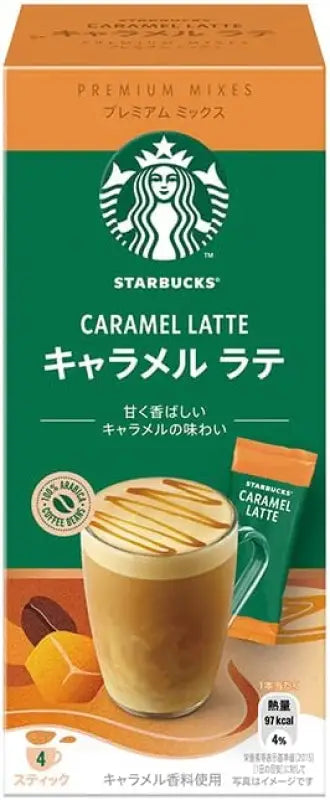 Nestle Japan Starbucks Premium Mixes Caramel Latte 4 Sticks - Flavor Food and Beverages