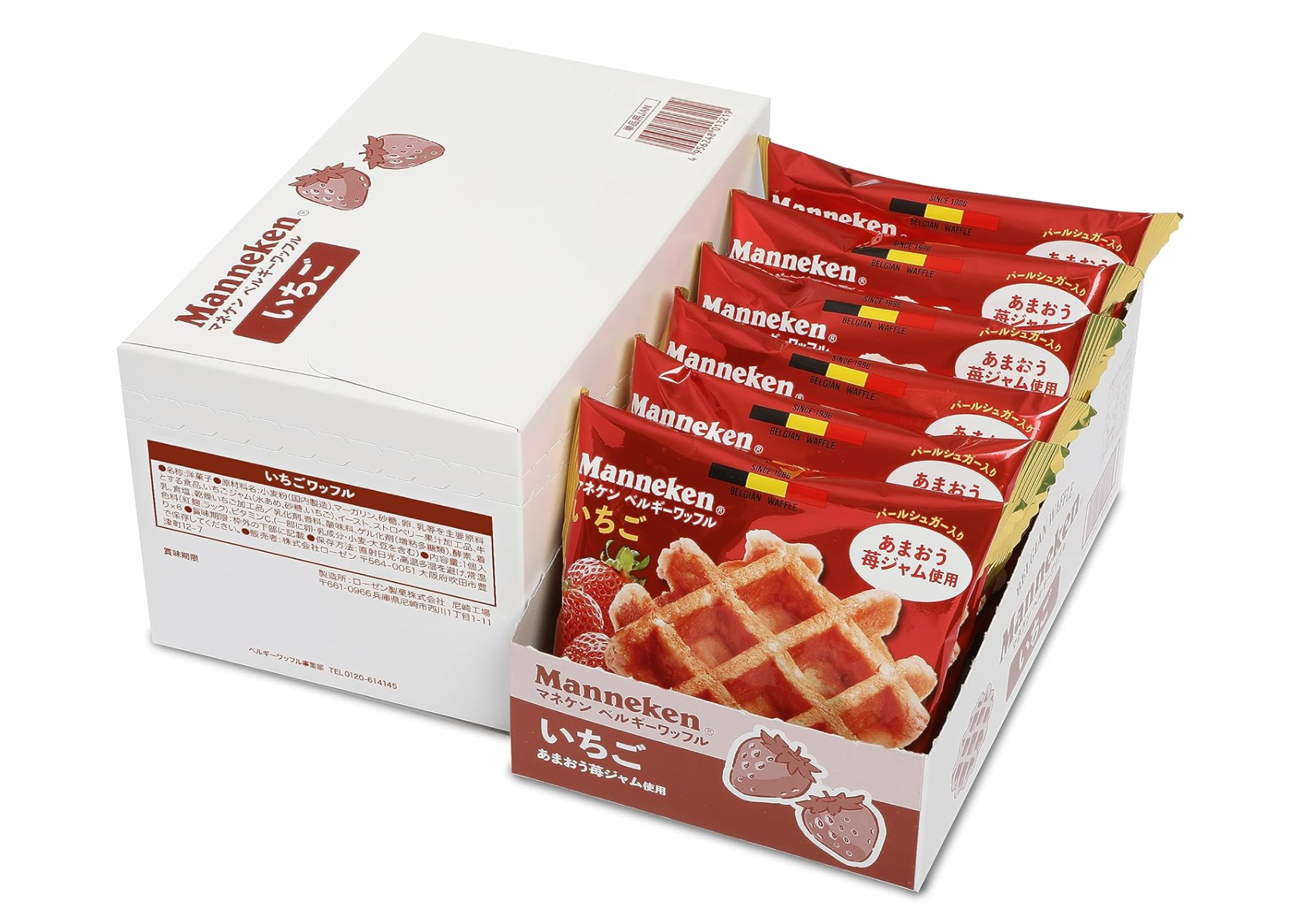 Manneken Belgian Strawberry Waffle (Pack of 6)