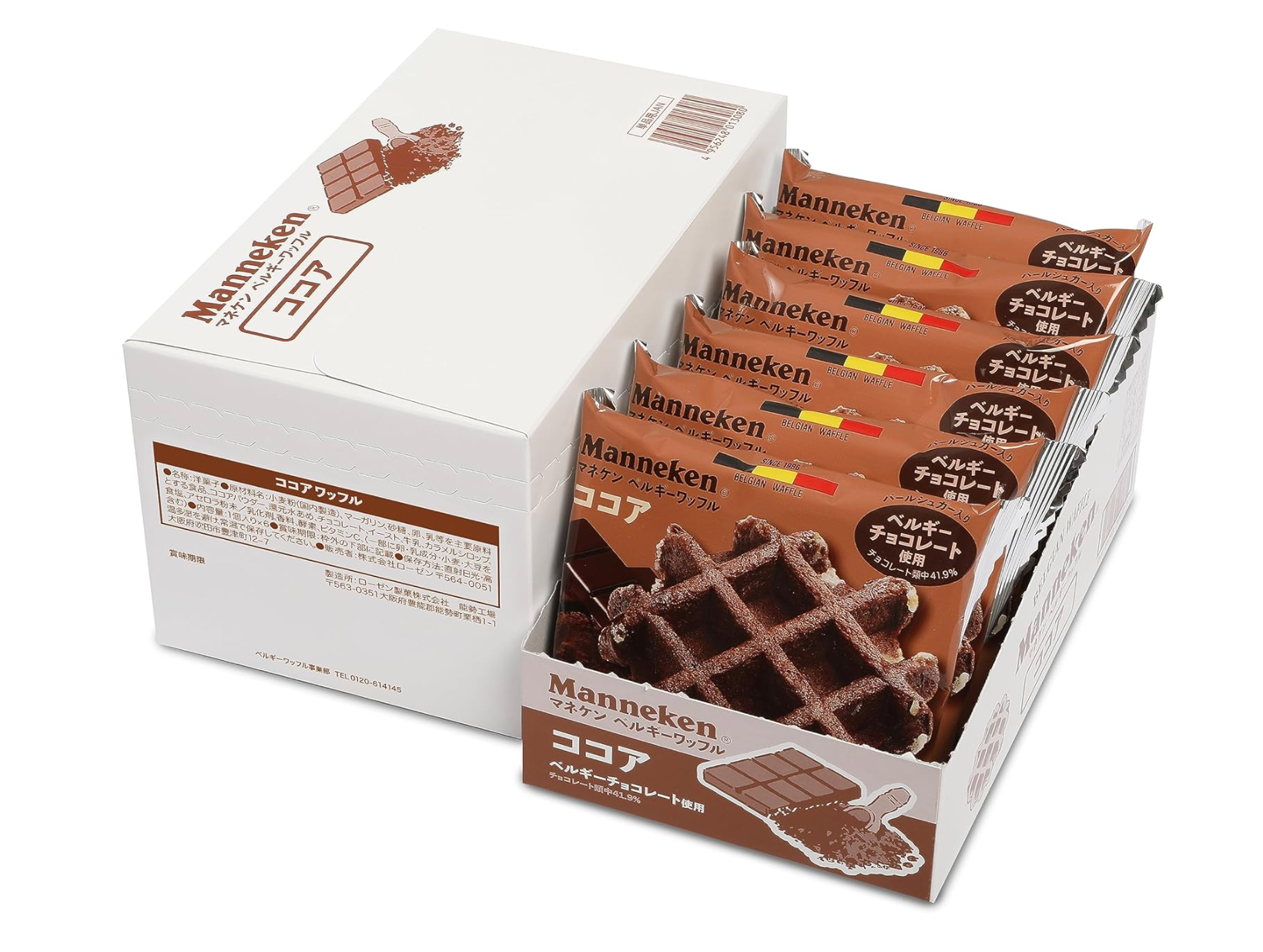 Manneken Belgian Cocoa Waffle (Pack of 6)