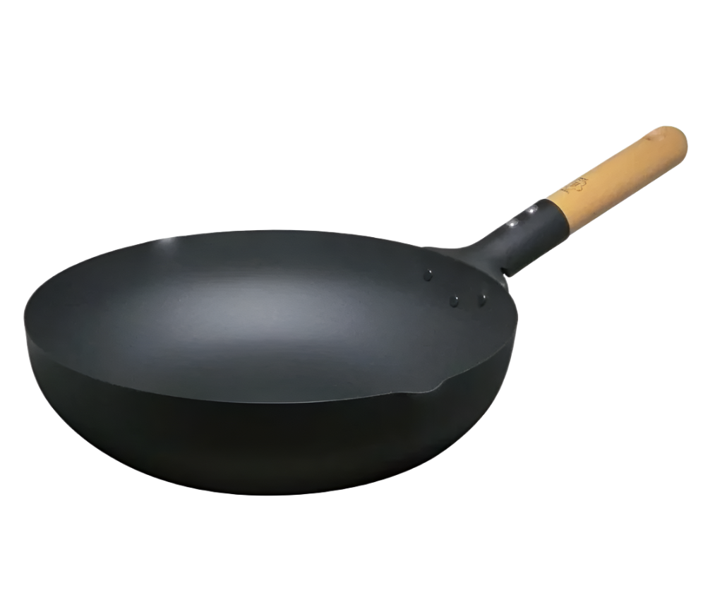 Takumi Magma Plate Non-Stick Iron Induction Wok With Wooden Handle 28cm