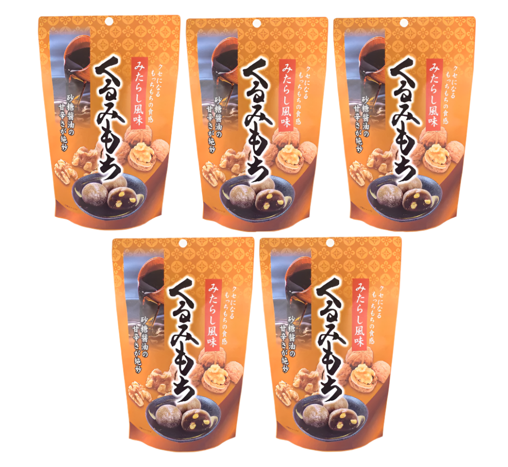 Seiki Bite Sized Daifuku Mochi Snack Mitarashi Walnuts Flavor 110g (Pack of 5)