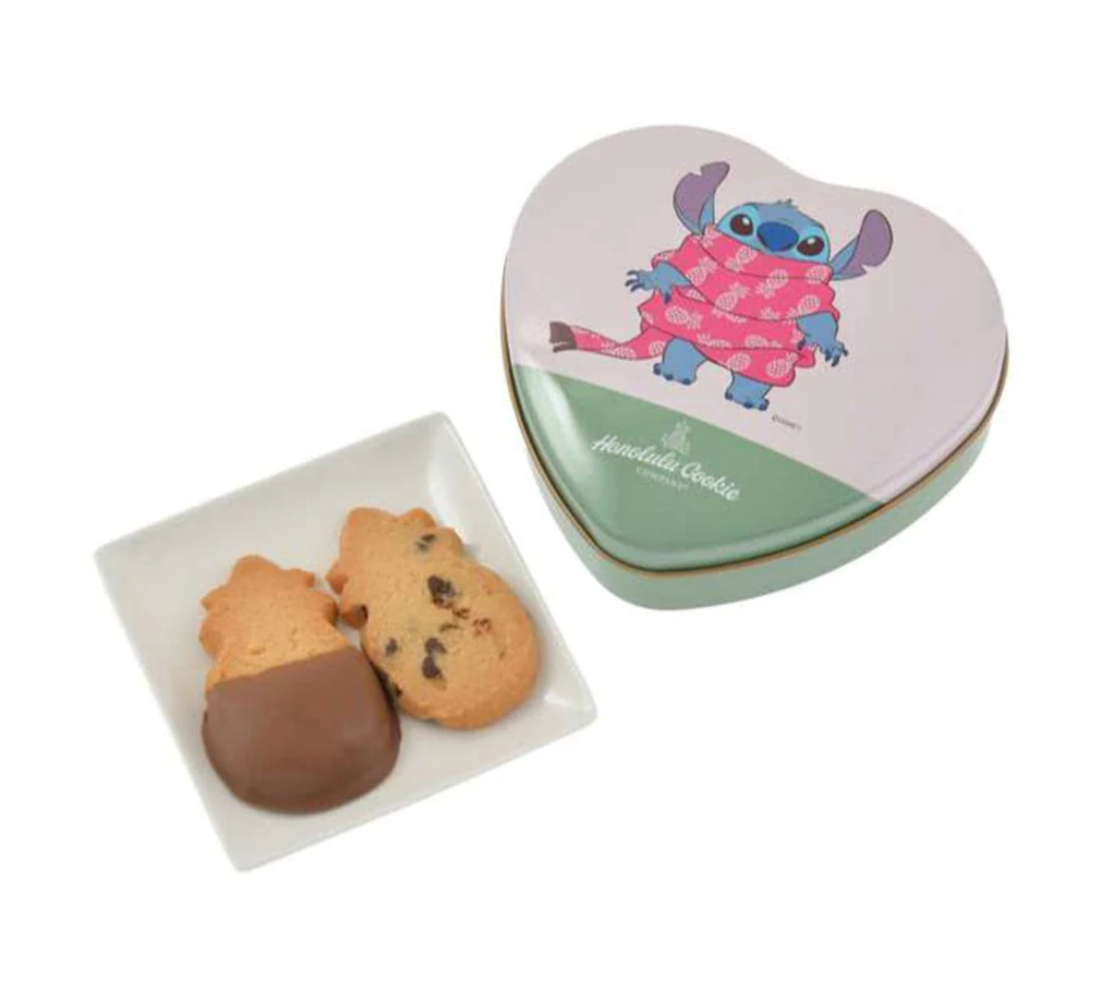 Disney Honolulu Cookie Company Stitch Cookies in a Heart-Shaped Tin: A Sweet Taste of Paradise