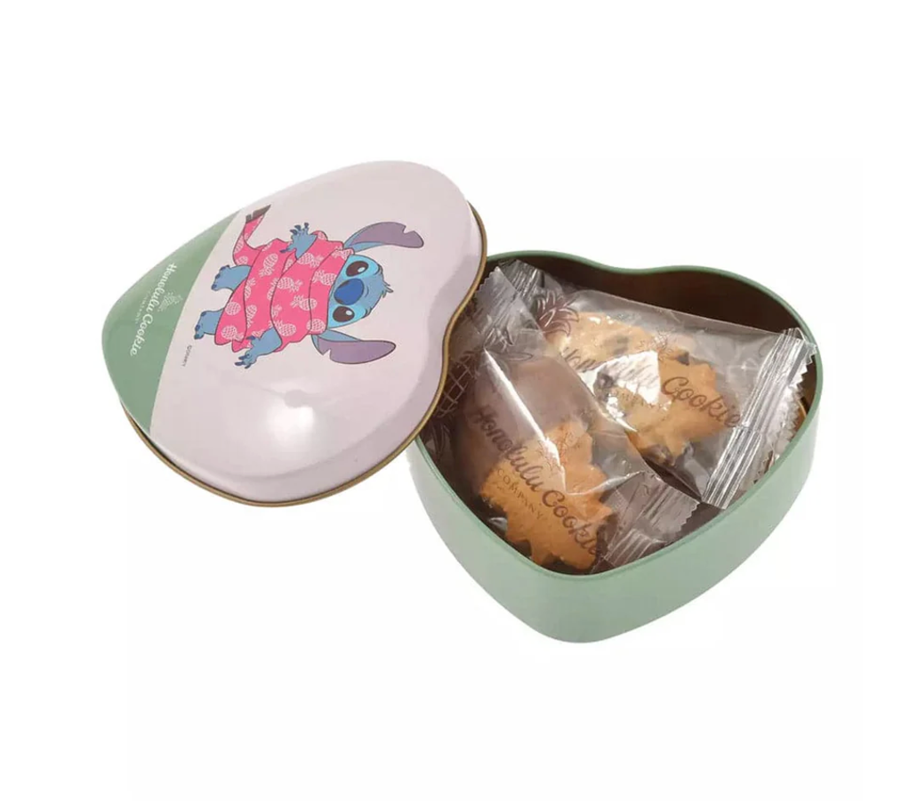 Disney Honolulu Cookie Company Stitch Cookies in a Heart-Shaped Tin: A Sweet Taste of Paradise