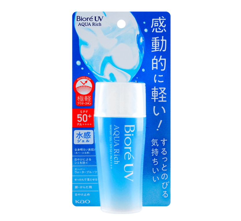 Biore UV Aqua Rich Watery Sunscreen GEL,Blue Bottle Sunscream SPF50+/PA++++ 70ml