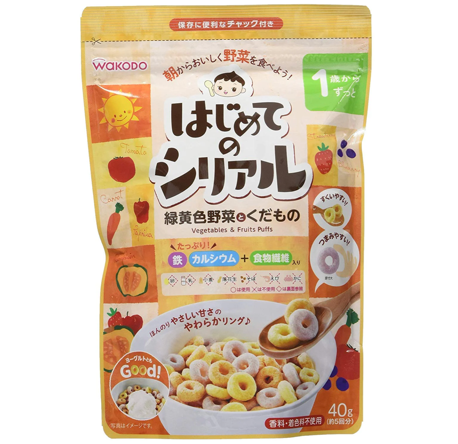 Wakodo Baby Cereal Puffs Vegetables & Fruits 40g