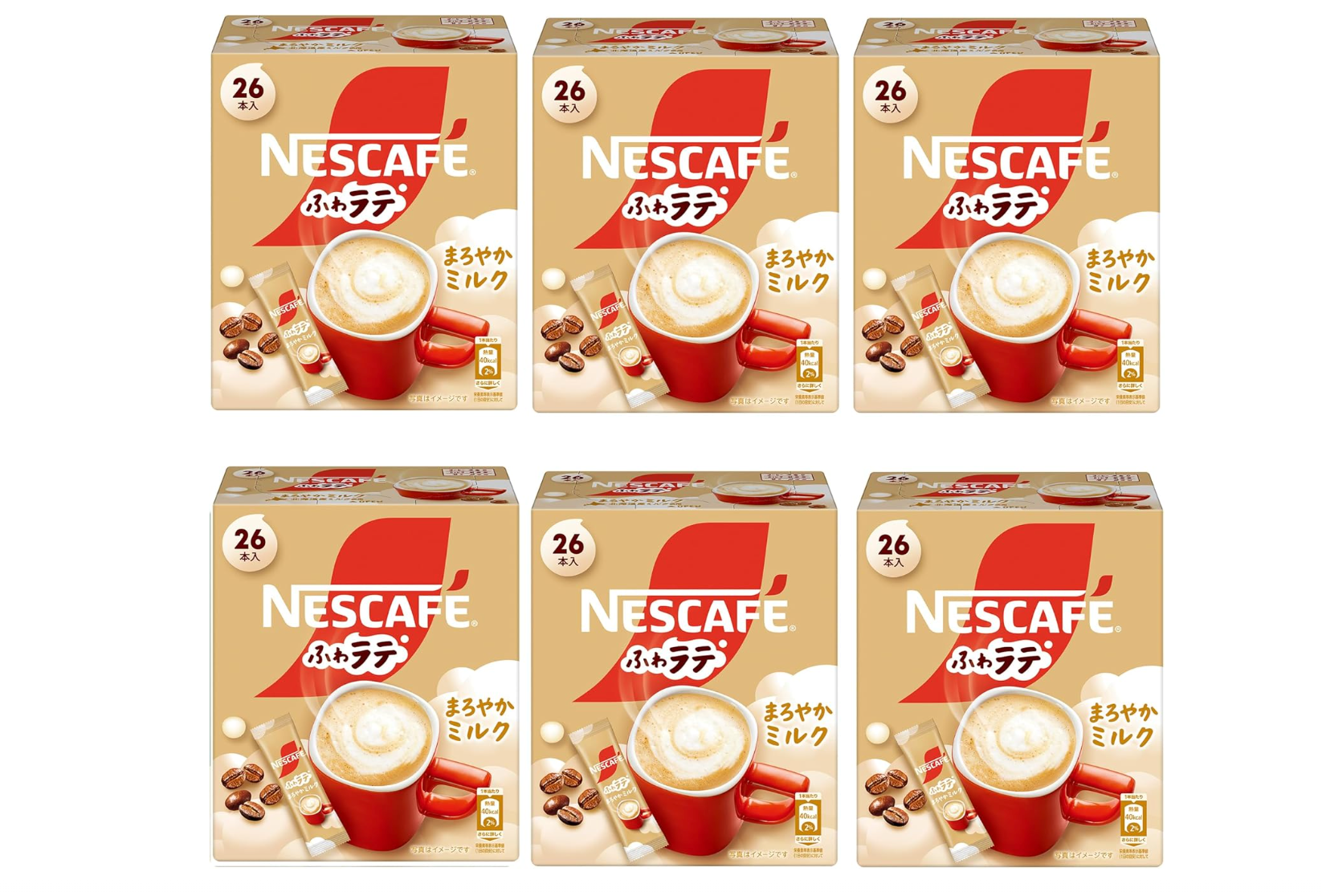 Nescafe Fluffy Latte, Mellow Milk, 26 pcs x 6 Boxes