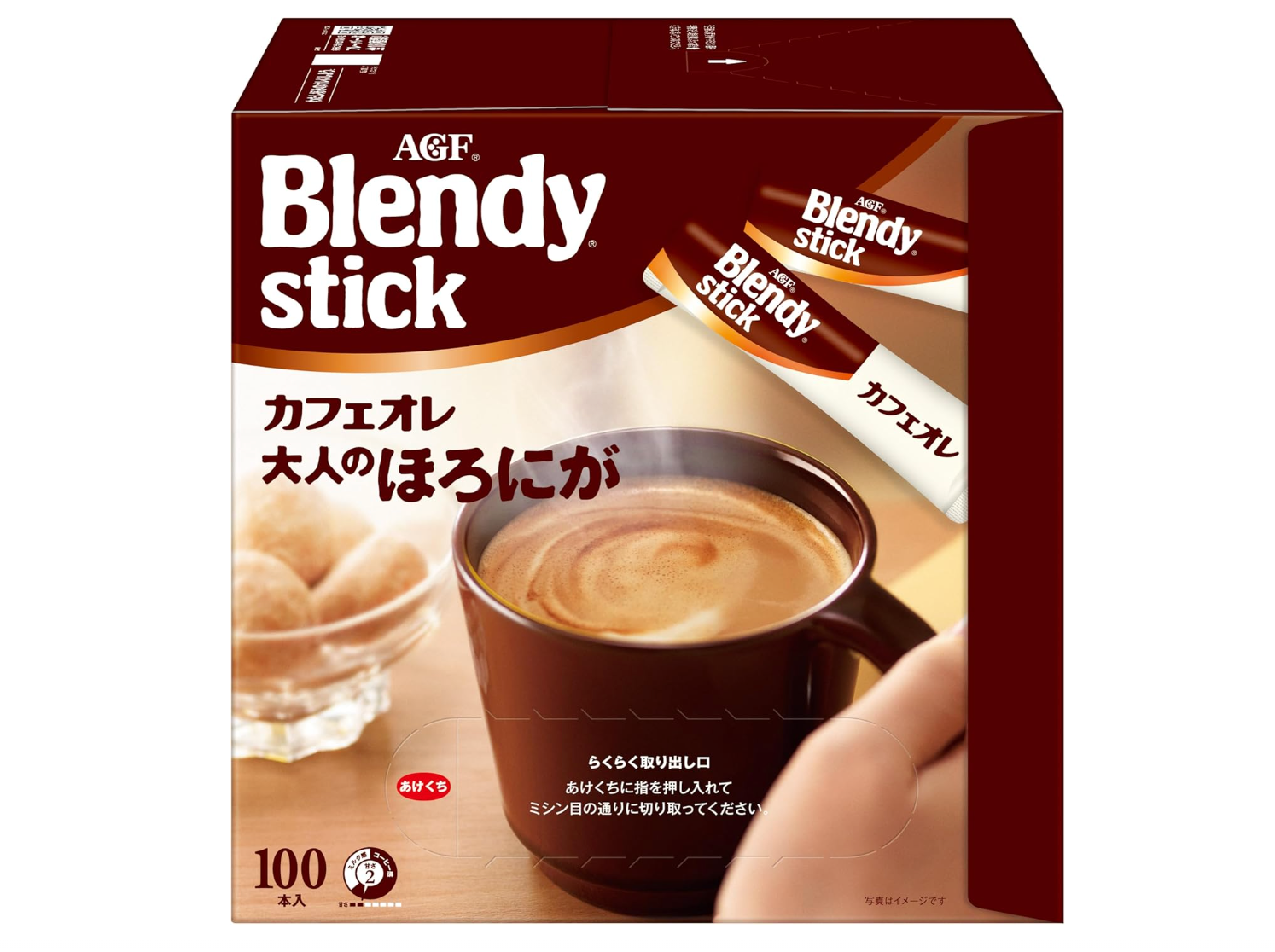 AGF Blendy Stick Cafe au Lait for Adults, 100 Sticks