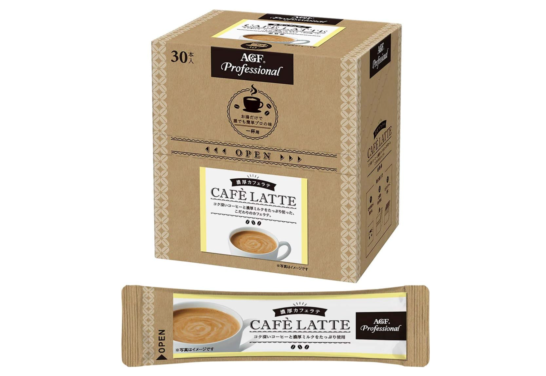 AGF Professional Thick Cafe Latte 1 Cup, 30 Bottles