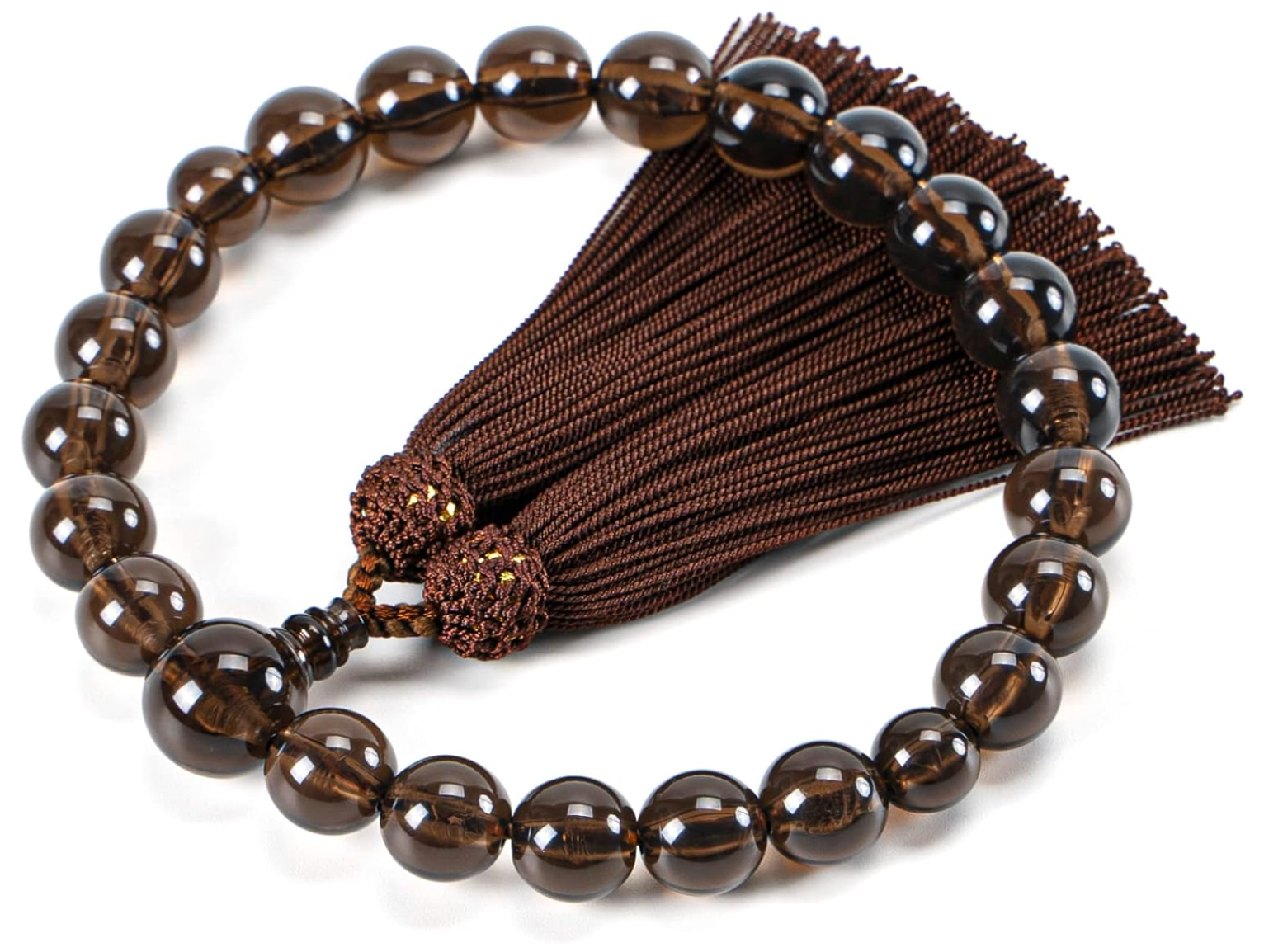 Fukushodo Prayer Beads (Kyoto Traditional Crafts Supervised by Funeral Professionals) for Men, Brown Crystal