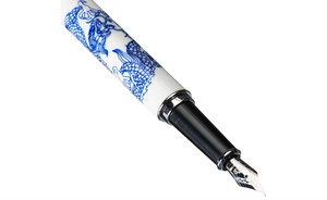 Jinhao 950 Luxury Fountain Pen, Blue and White Porcelain Dragon Medium Nib, 18KGP - YOYO JAPAN