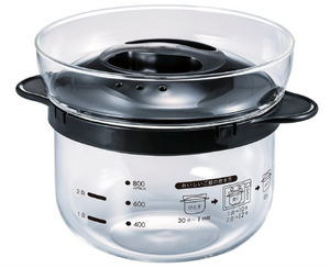Hario XRCN-2-B Glass Rice Cooker, 1 to 2 Cups Microwave Use, Black - YOYO JAPAN