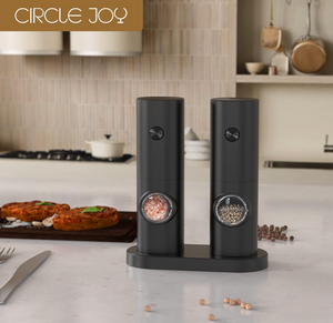 CIRCLE JOY Salt and Pepper Mills Electric Set of 2 Battery-Operated Spice Mills - YOYO JAPAN