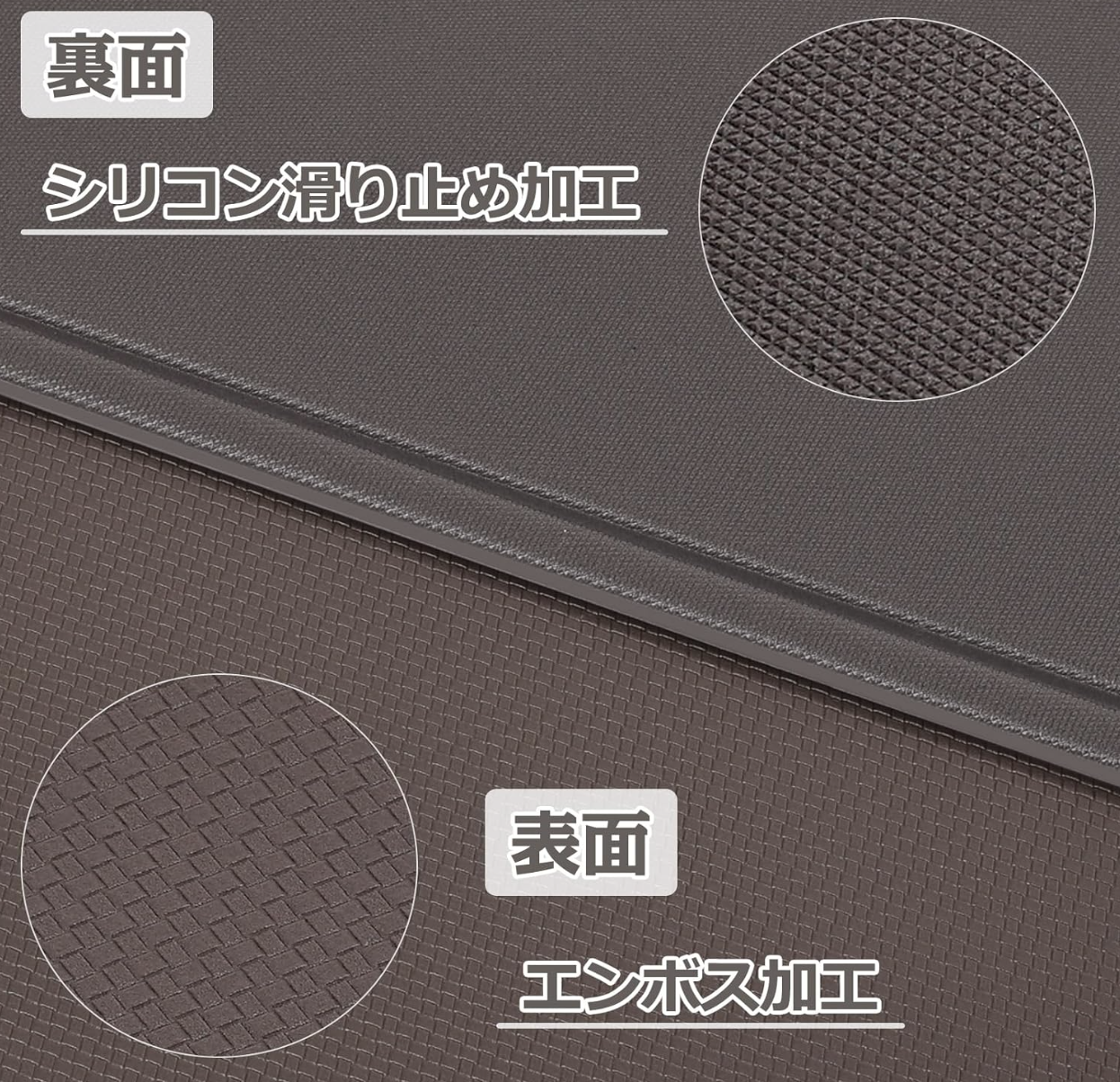 Baibu Home Kitchen Mat with L-Shaped Creases, 0.3 inches (8 mm), 17.3 x 70.9 inches (44 x 180 cm) Brown - YOYO JAPAN