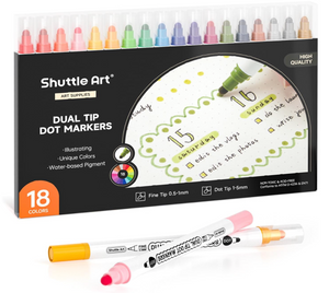 Shuttle Art Dot Ultra Fine Twin Pen, 18 Color Set - YOYO JAPAN