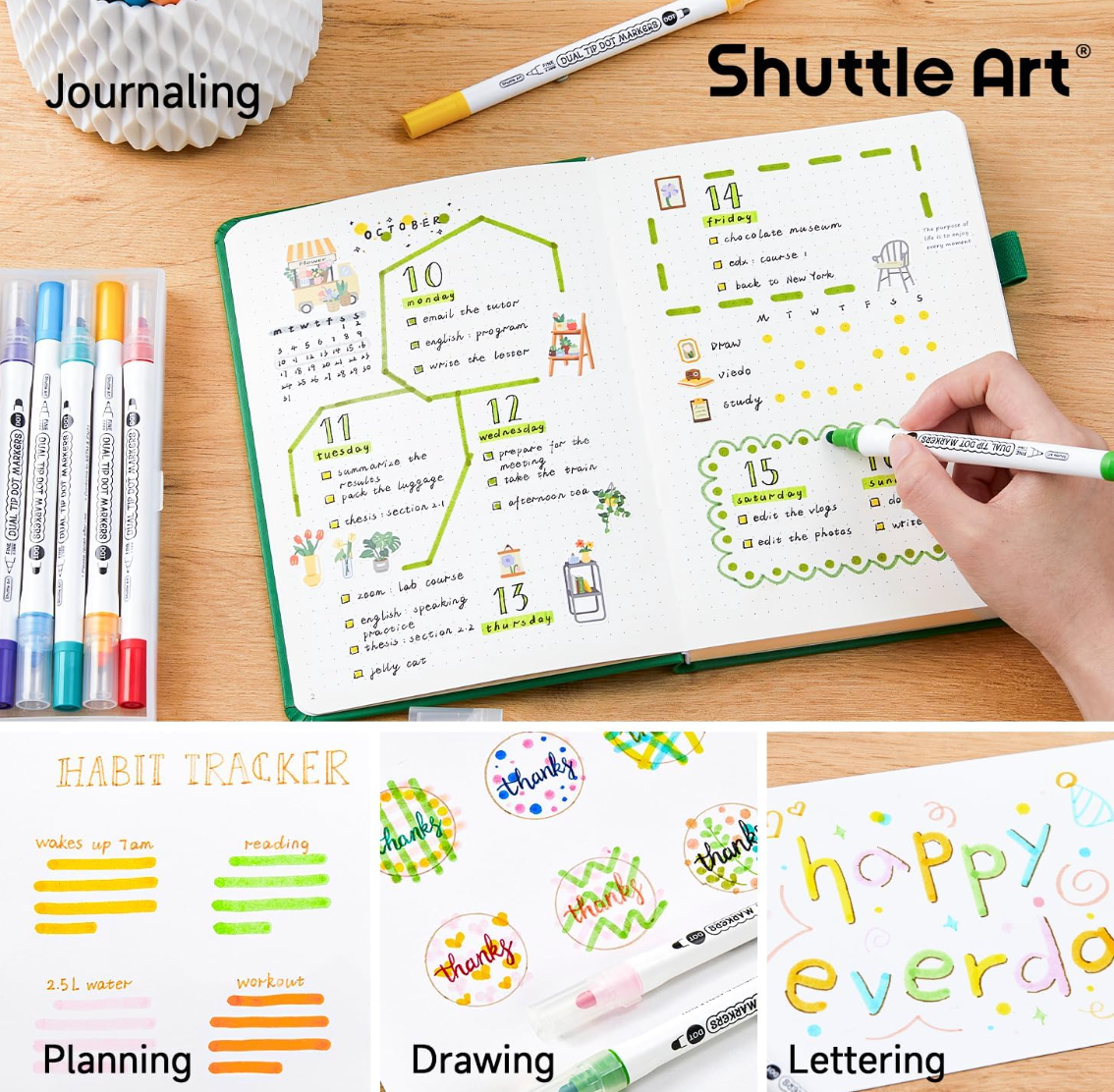 Shuttle Art Dot Ultra Fine Twin Pen, 18 Color Set - YOYO JAPAN
