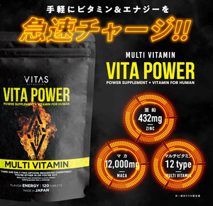 VITAS VITA POWER Maca Zinc, Multivitamins, 120 Capsules - YOYO JAPAN