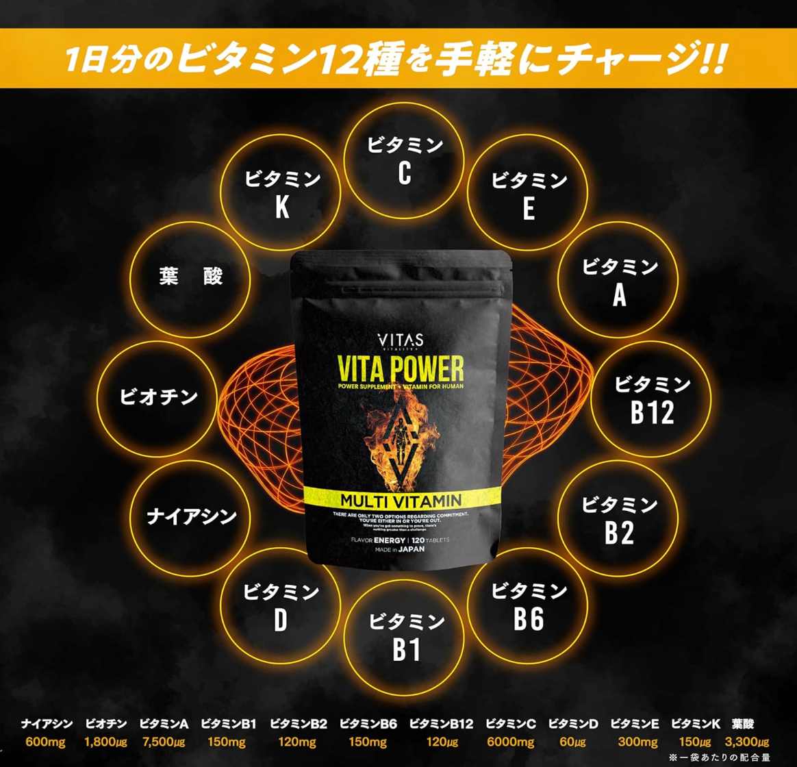 VITAS VITA POWER Maca Zinc, Multivitamins, 120 Capsules - YOYO JAPAN