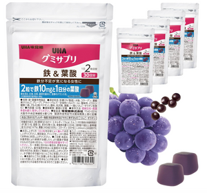 UHA Mikakuto Gummy Supplements Iron & Folic Acid, Acai Mix Flavor, (5-Pack Set) - YOYO JAPAN
