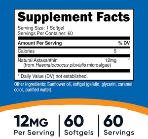 Nutricost Astaxanthin 12mg 60 Soft Capsules - YOYO JAPAN