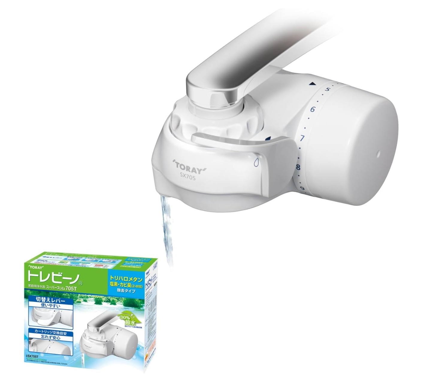 Toray Trevino Super Slim Faucet-Mount Water Purifier SX705T-TSET with 2 Cartridges (1 Set)