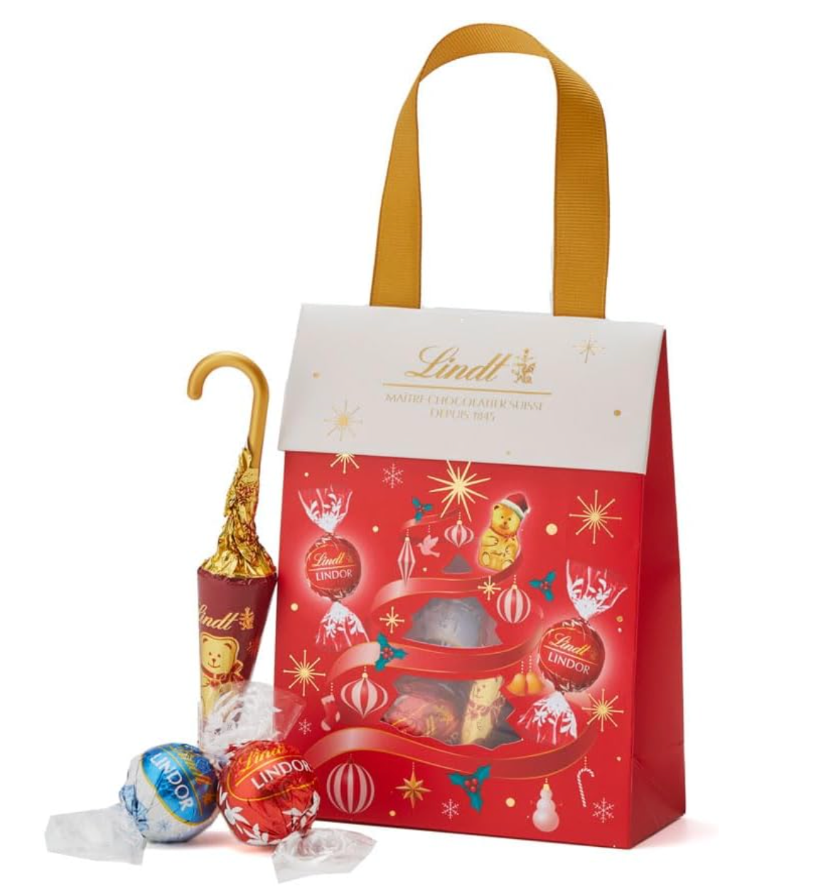 Linz Lindt Chocolate Lindor Christmas Bags, Set of 7