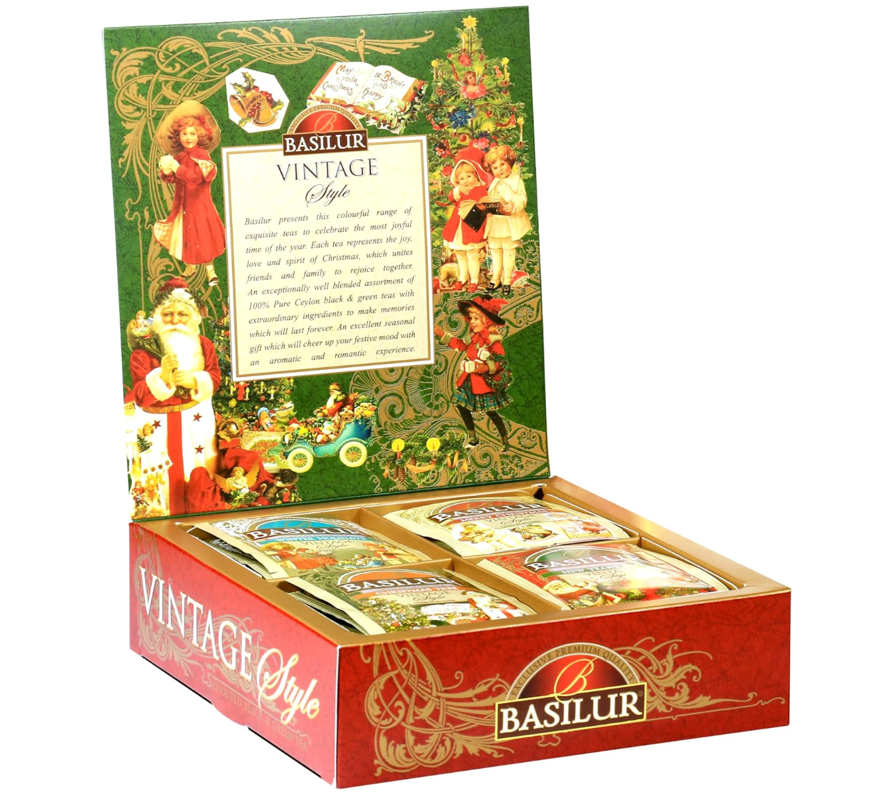 Tea Basilla Tea Vintage Christmas Tea Bag Assortment, 4 Types