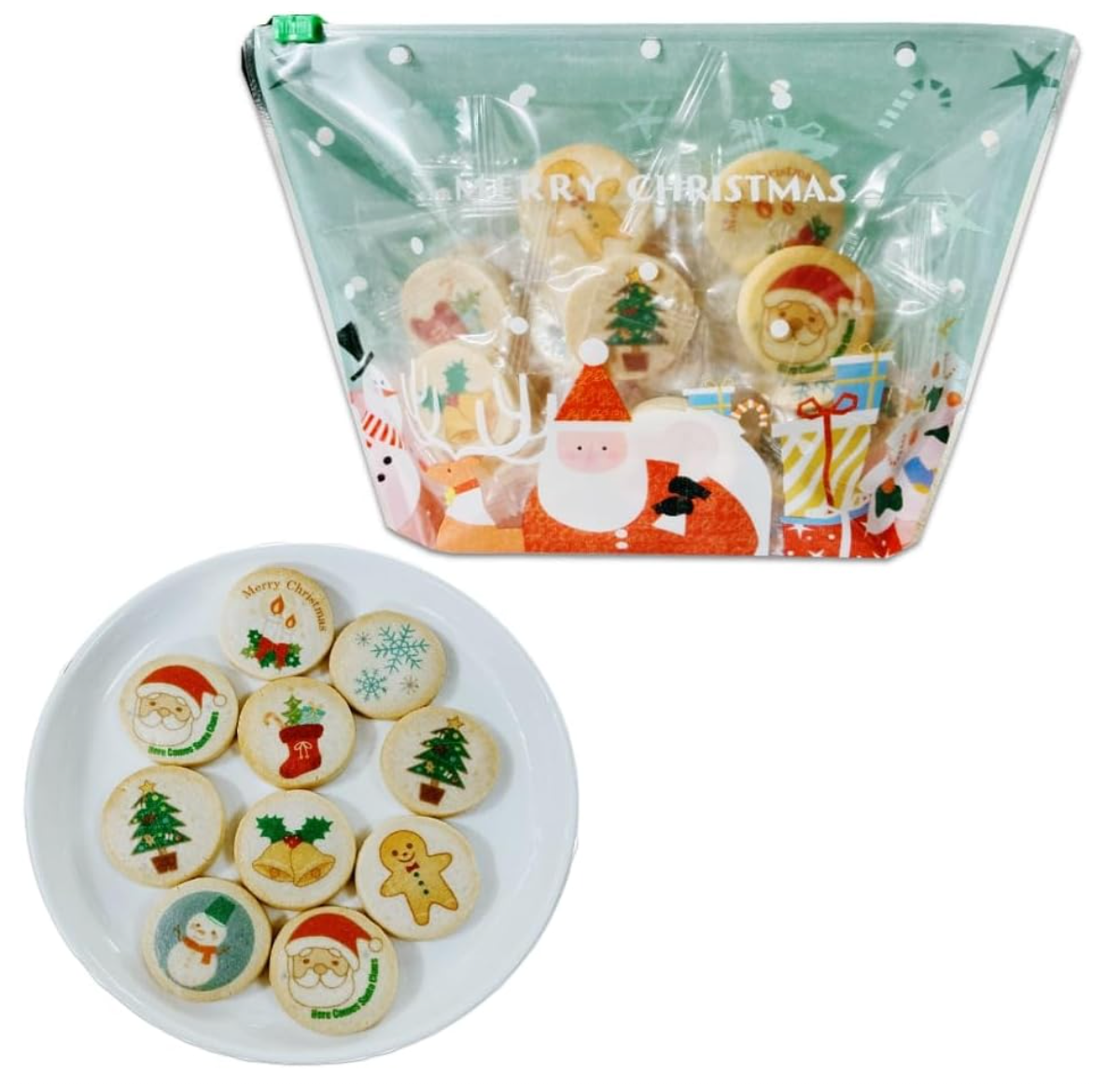 Arikataya Christmas Mini Printed Cookies, Individually Packaged, 30 Pieces