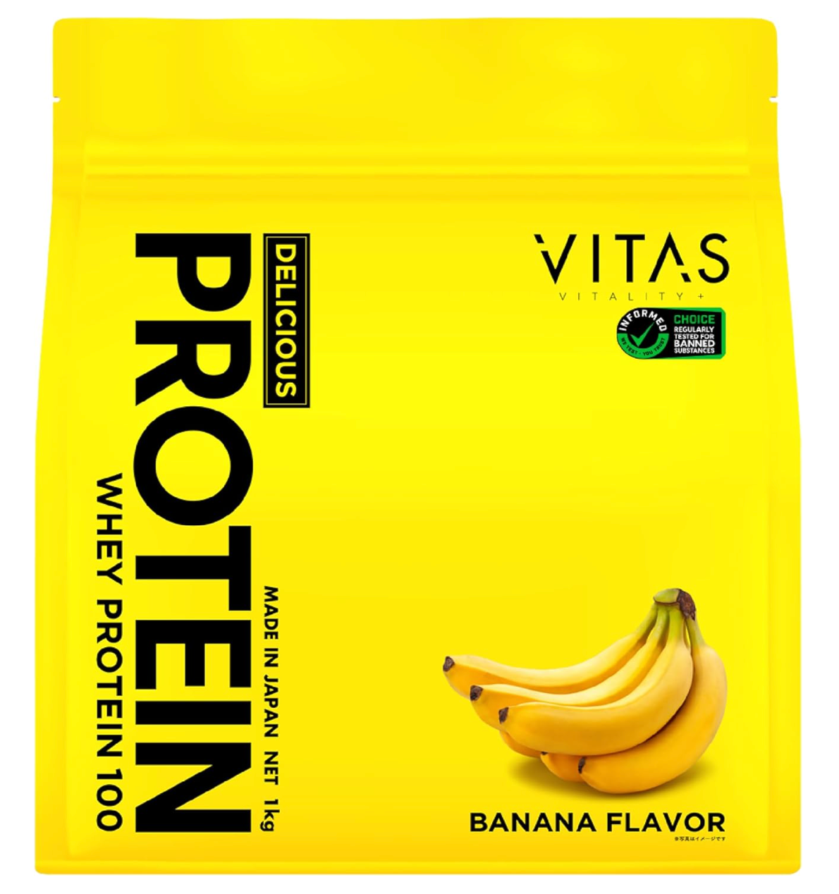 VITAS Whey Protein 100, Banana Flavor, WPC Protein (1 kg)