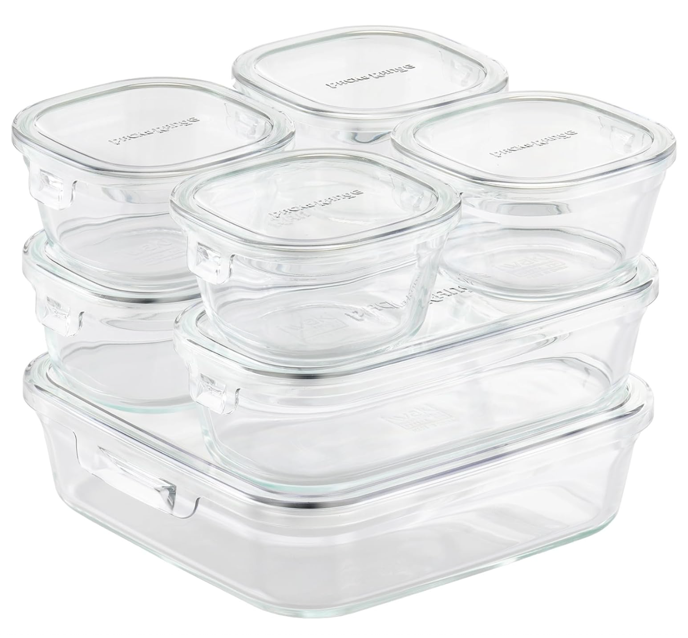 iwaki F-PRN7-UCL Heat Resistant Glass Storage Containers, Urban Clear, 7-Piece Set, Pack & Range