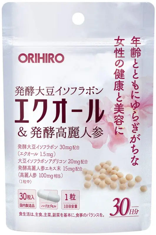Orihiro Equol & Fermented Ginseng 30 Tablets - Soybean Extract Products Estrogen Supplements