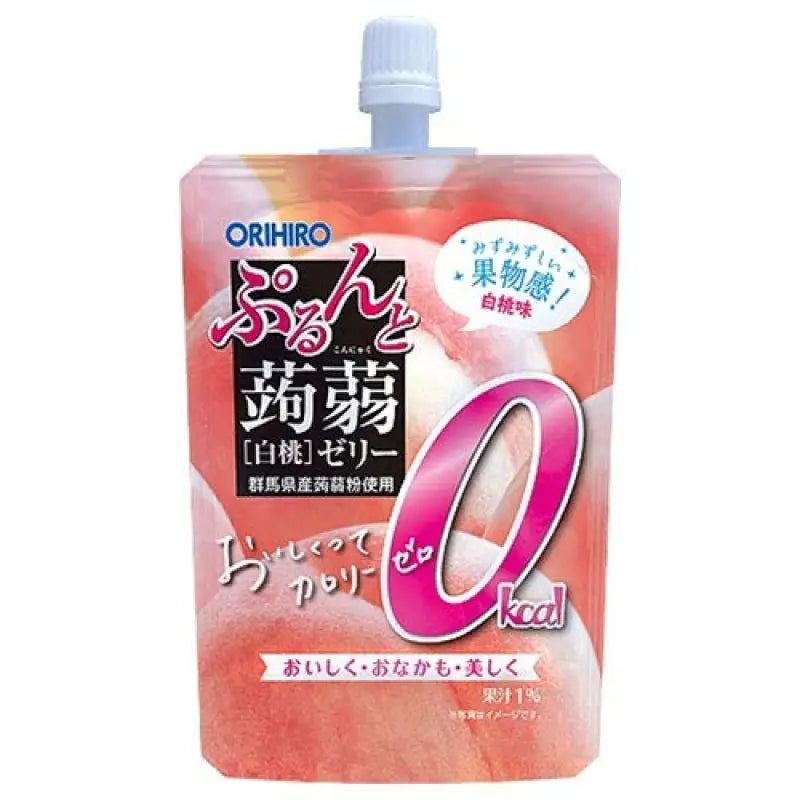 Orihiro Purun & Konjac Jelly Calorie White Peach 130G Pouch X 48 Pieces - Japanese