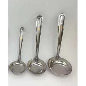 Stainless Steel Metal Soup Ladle with Hook, Medium Size, ideal for serving soups and pasta