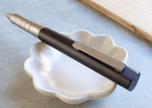 Meiji Titanium Ballpoint Pen, 142 mm, ebony body and titanium clip, ideal for everyday writing