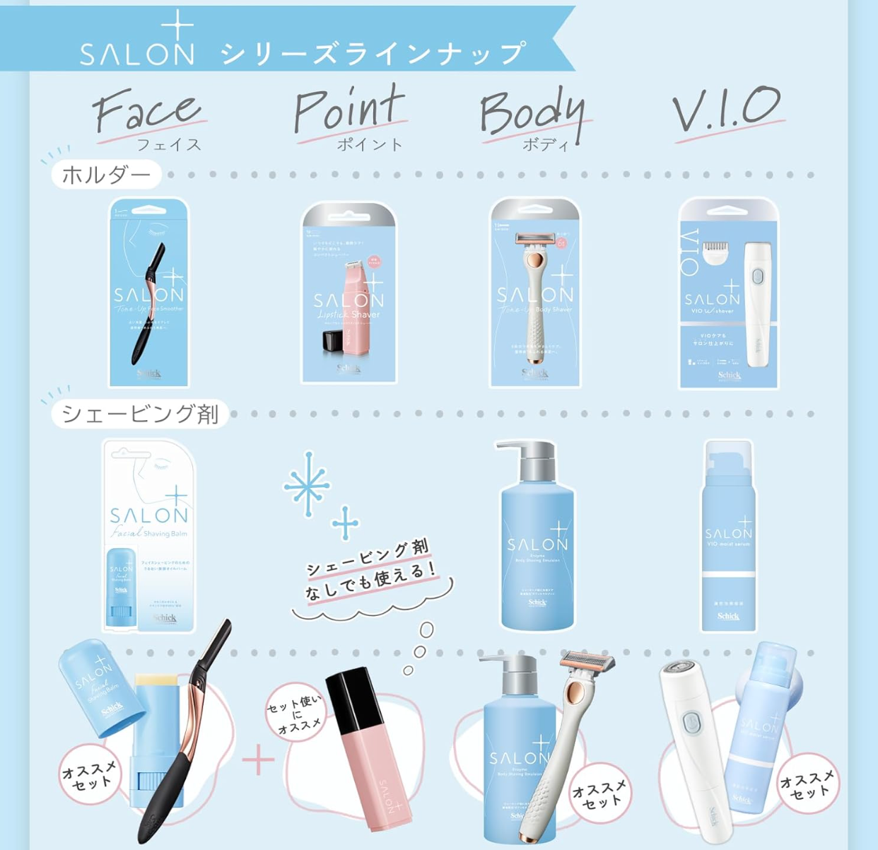 Chic Schick Salon Plus V.I.O Double Shaver + V.I.O Dense Foam Serum 80g, designed for sensitive skin care.