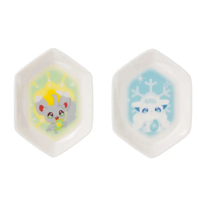 POKEMON CENTER ORIGINAL Die-Cut Bean Dish Set 2 Pcs Shinka No Ishi Minccino Alolan Vulpix