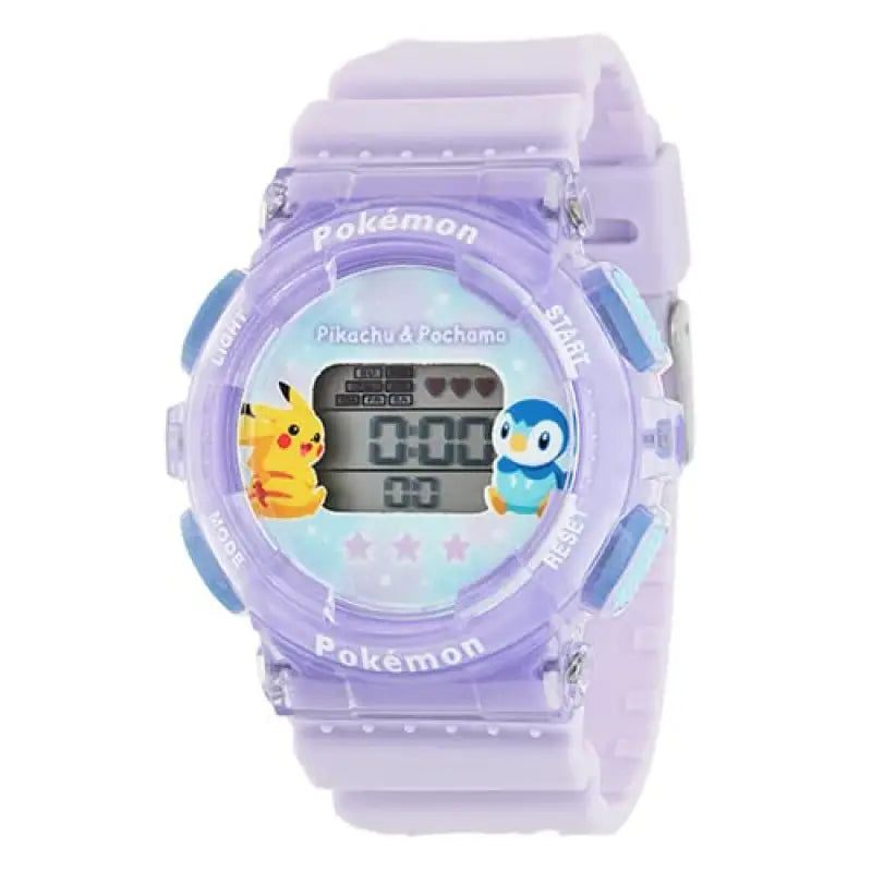 Pokemon Center Original Digital Watch Pikachu Piplup Purple