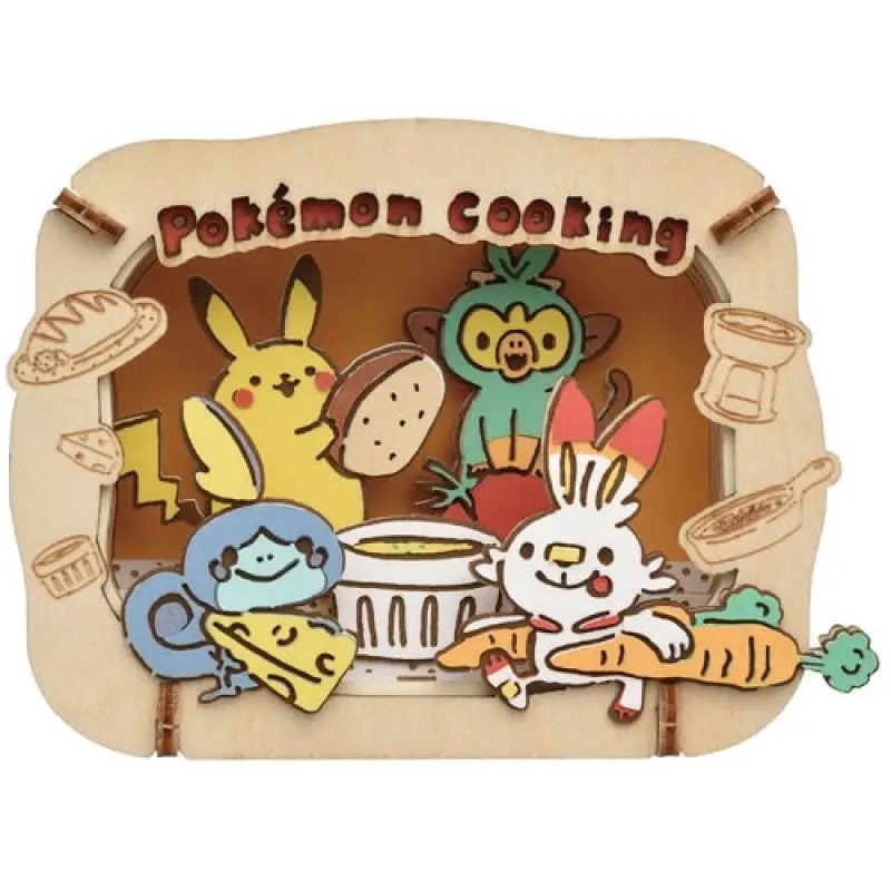 Pokemon Center Original Paper Theater Wood Style　Pokémon Cooking - Stuffed Animals