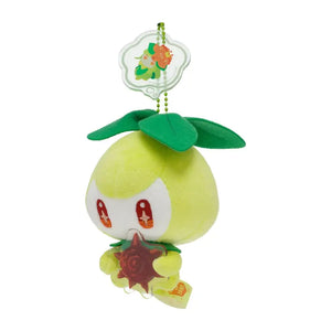 POKEMON CENTER ORIGINAL Plush Mascot Keychain Shinka No Ishi Petilil & Sun Stone Lilligant