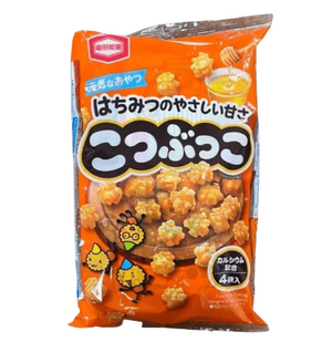 110g Kameda Kotsubukko Sweet Honey Fried Rice Crackers Pack of 3, sweet and crispy, offering comfort for snack lovers