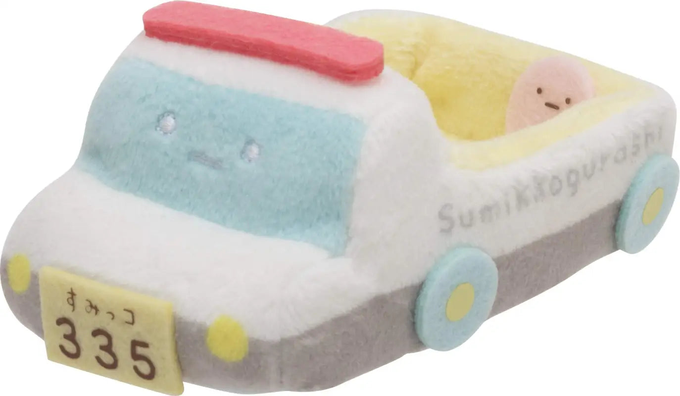 SAN-X Sumikko Gurashi Oshigoto-Gokko Series Hand Sized Plush Doll Set Police Car And Shirokuma Man