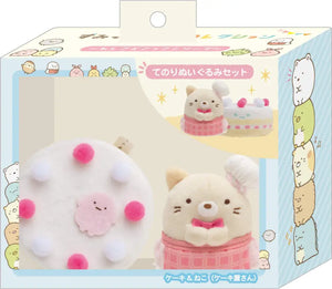 SAN-X Sumikko Gurashi Oshigoto-Gokko Series Hand Sized Plush Doll Set Cake And Neko Shop