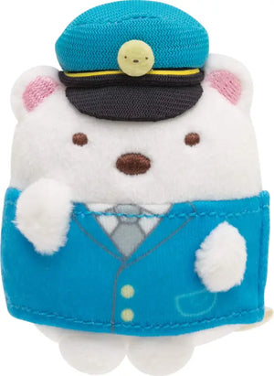 SAN-X Sumikko Gurashi Oshigoto-Gokko Series Hand Sized Plush Doll Set Police Car And Shirokuma Man