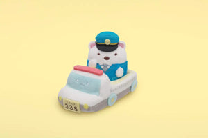 SAN-X Sumikko Gurashi Oshigoto-Gokko Series Hand Sized Plush Doll Set Police Car And Shirokuma Man