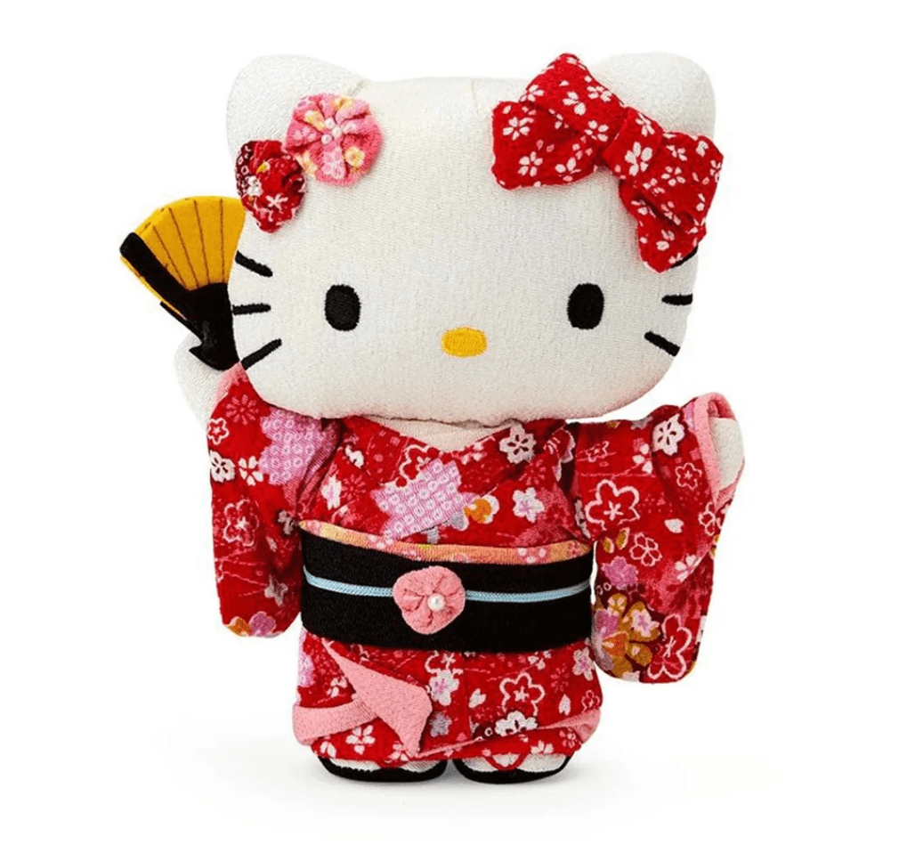 Sanrio Sakura 2025 Red Chirimen Medium Doll: Hello Kitty