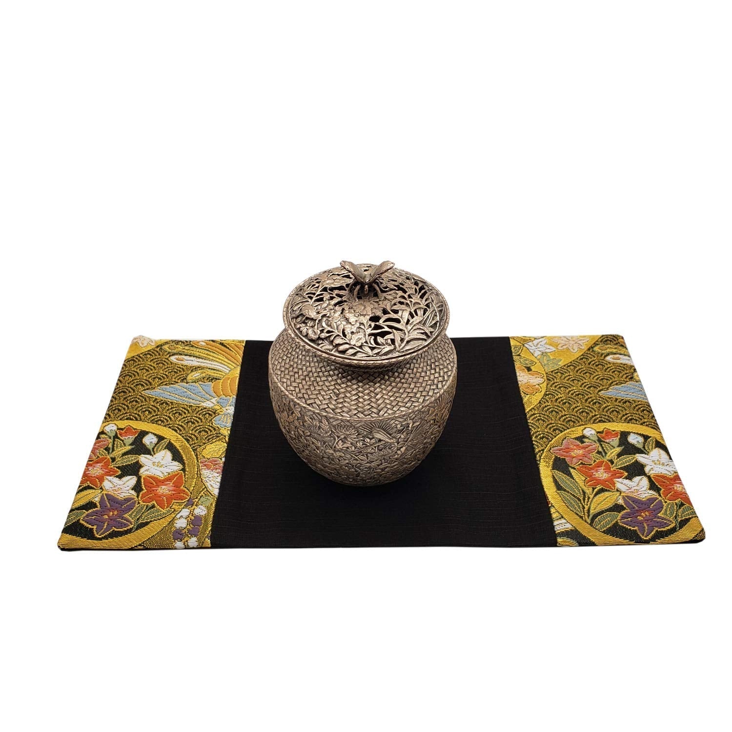 Shinsendo Japanese - Style Vase Mat Figurine Incense Burner - Ideal For Japanese - Style Rooms Textured Like An Obi Asuka