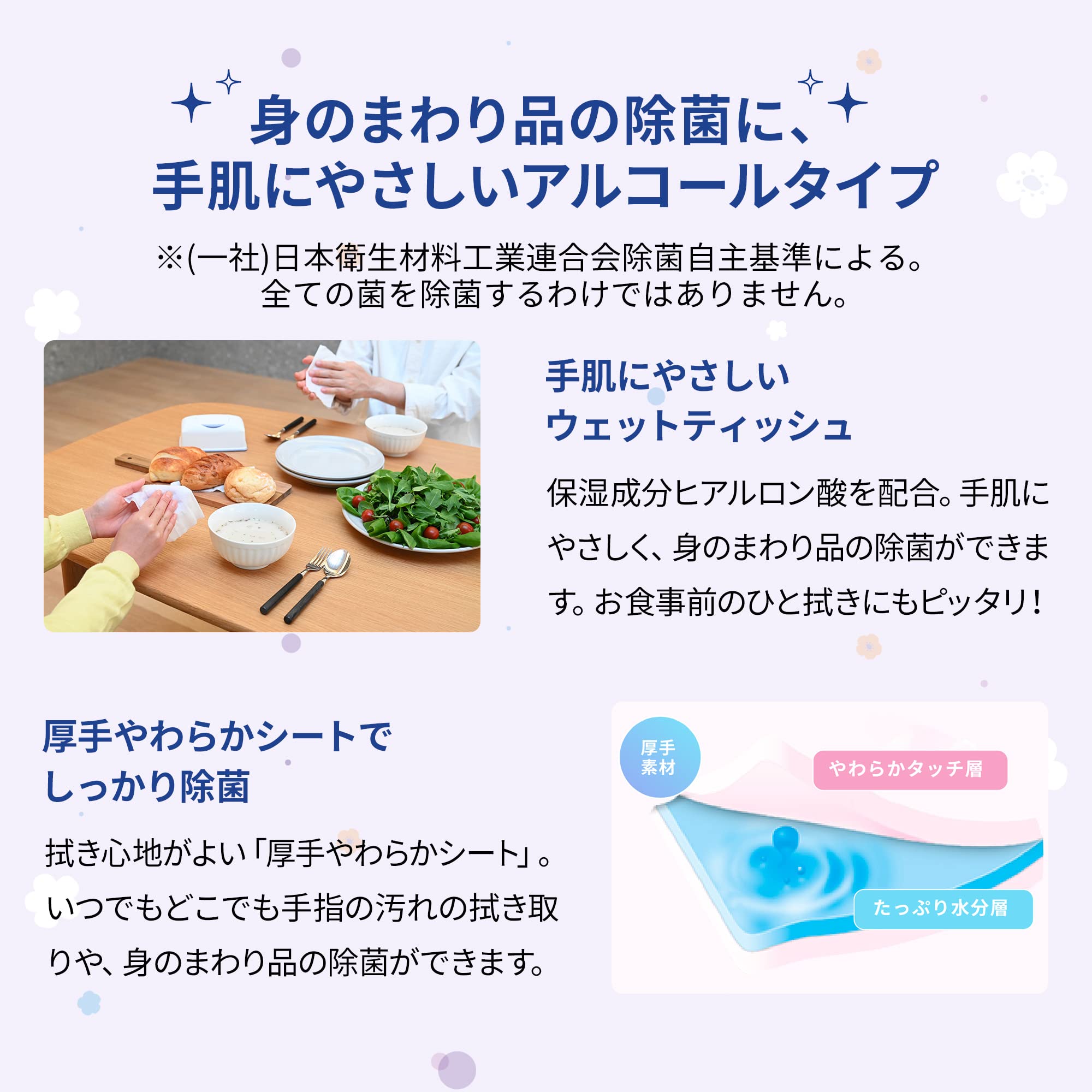 Silcot Wet Tissue Disinfecting Alcohol Type Hyaluronic Acid Blend Main Unit 40 Sheets