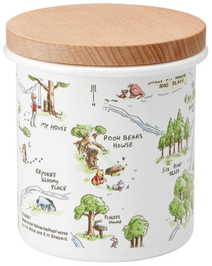 Skater 750Ml Disney Winnie The Pooh Enamel Canister Wood Lid Japan Enc8 - A