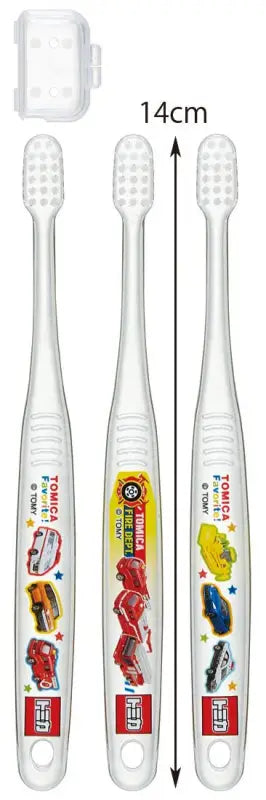 SKATER Clear Soft Toothbrush Set 3 Pcs For Kindergarten Kids Tomica