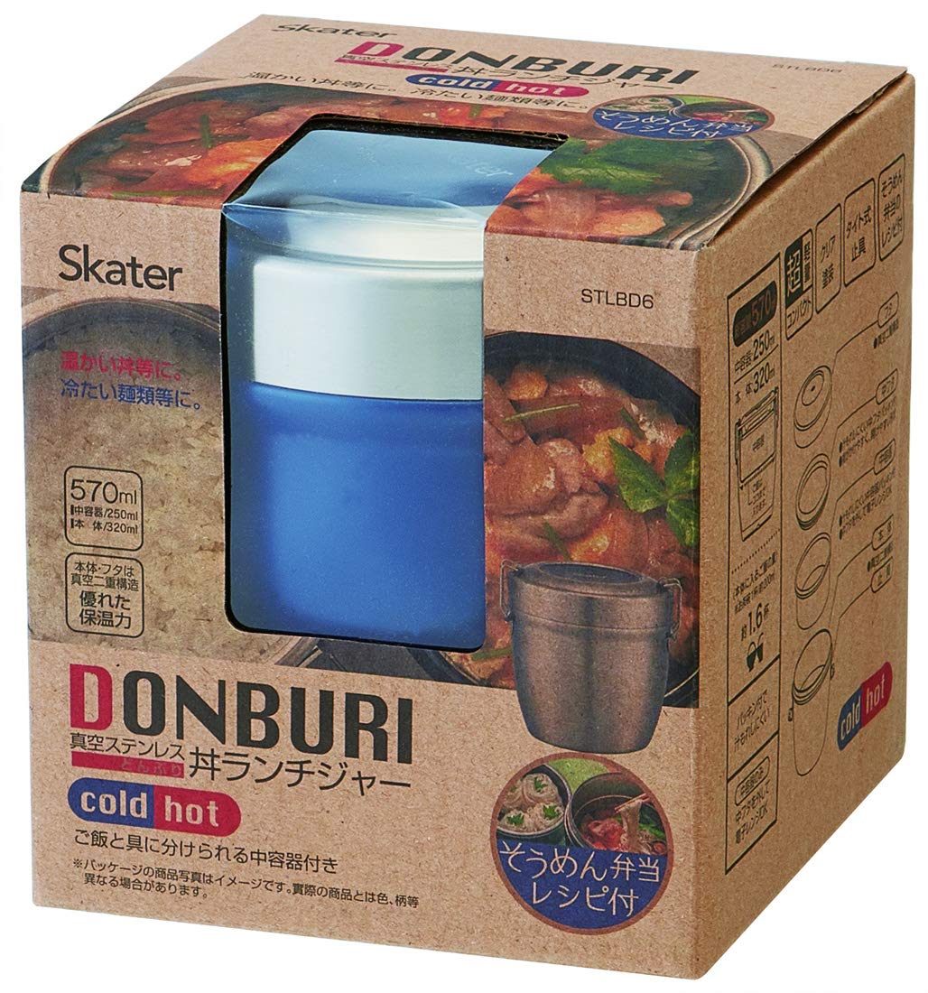 Skater Japan Stainless Steel Bento Box 550Ml Blue Thermal Lunch Bowl Stlbd6 - A